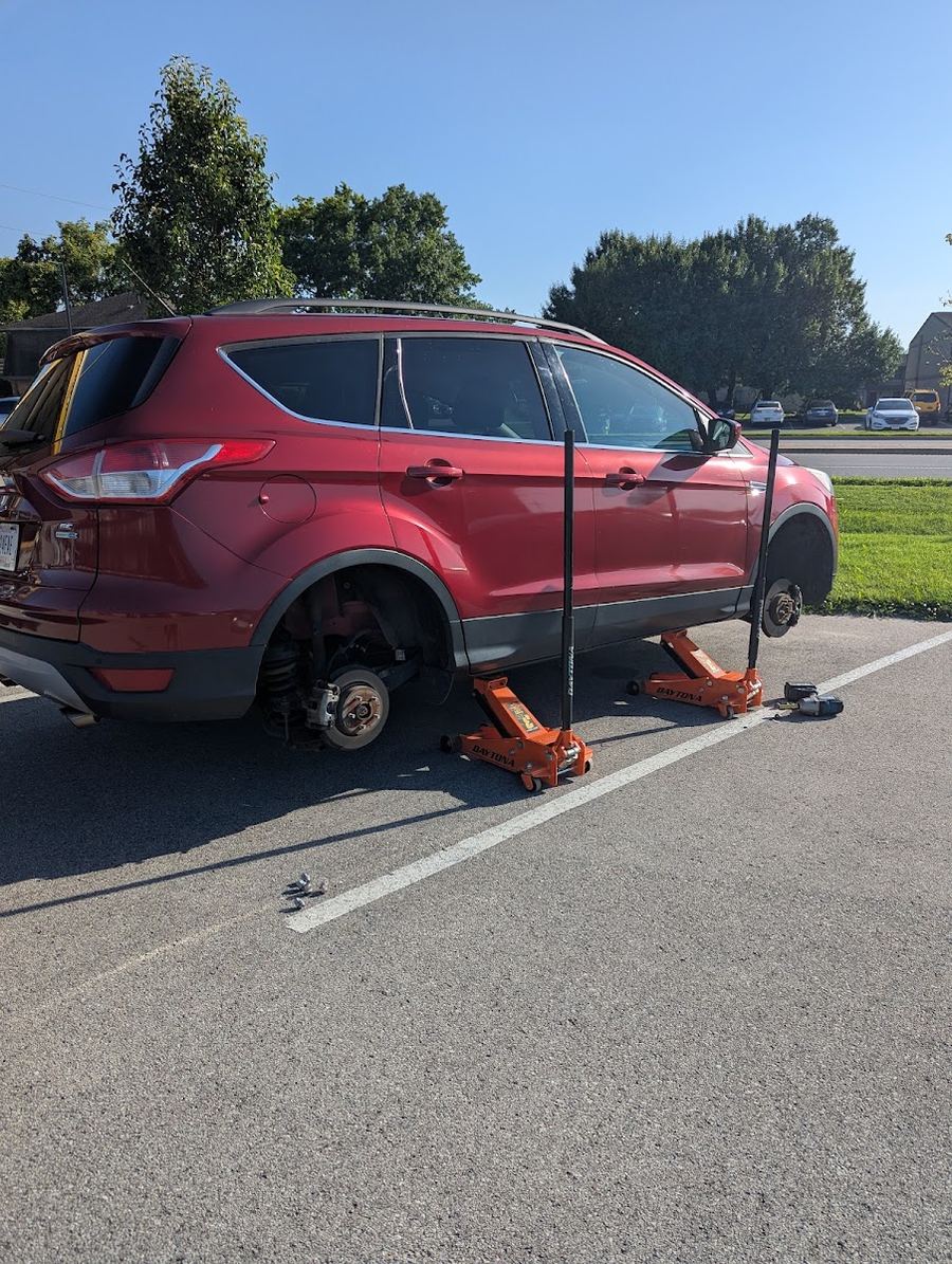 Full tire service in a parking lot